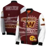 customized washington commanders ferris arena burgundy white bomber jacket best selling