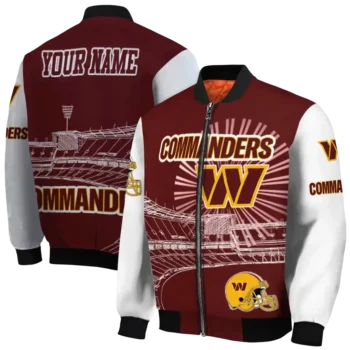 customized washington commanders ferris arena burgundy white bomber jacket fashion forward