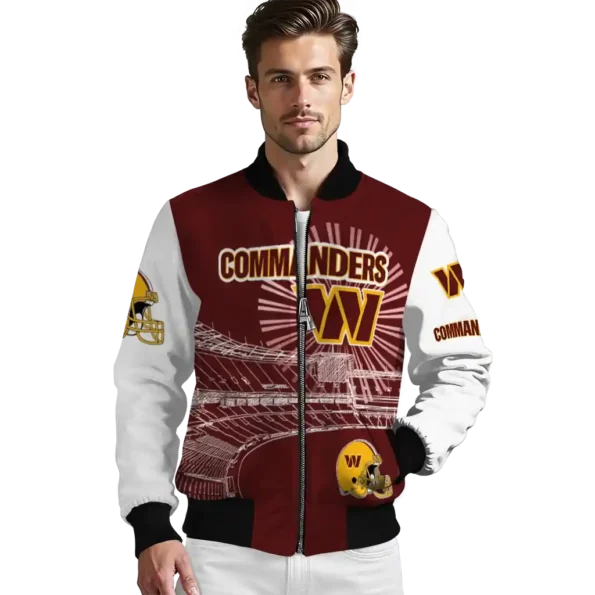 customized washington commanders ferris arena burgundy white bomber jacket high quality