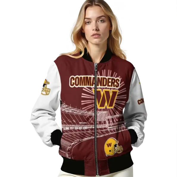 customized washington commanders ferris arena burgundy white bomber jacket latest model