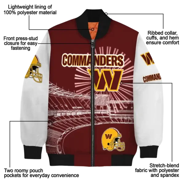 customized washington commanders ferris arena burgundy white bomber jacket new arrival