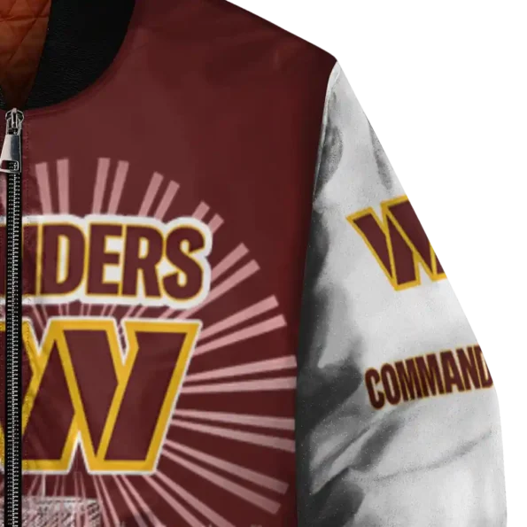 customized washington commanders ferris arena burgundy white bomber jacket premium grade