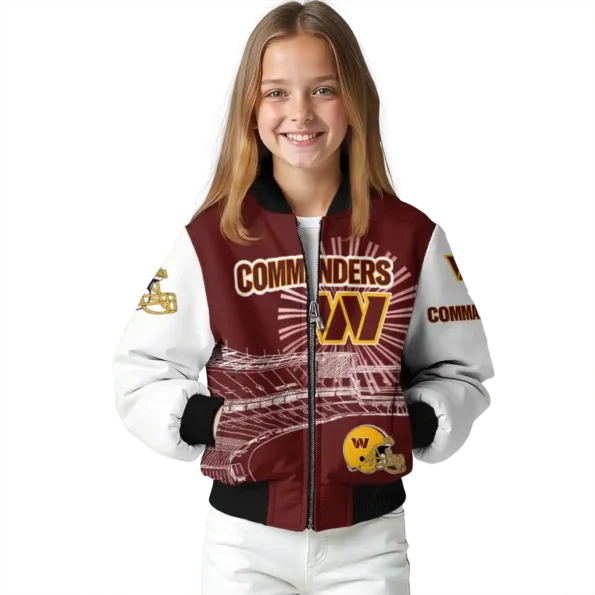 customized washington commanders ferris arena burgundy white bomber jacket top rated