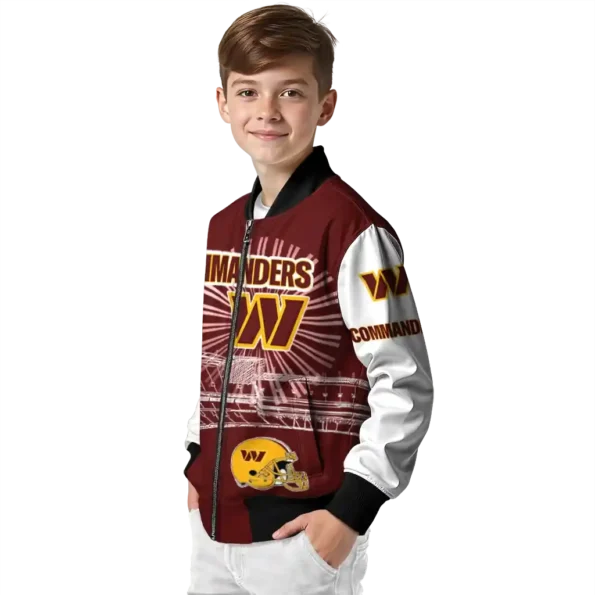 customized washington commanders ferris arena burgundy white bomber jacket trendy
