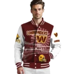 customized washington commanders ferris arena burgundy white varsity jacket best selling