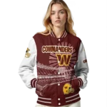 customized washington commanders ferris arena burgundy white varsity jacket best selling