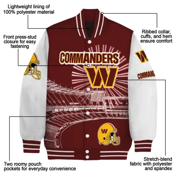 customized washington commanders ferris arena burgundy white varsity jacket new arrival