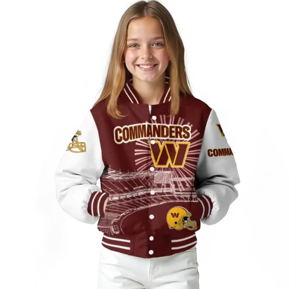 customized washington commanders ferris arena burgundy white varsity jacket top rated