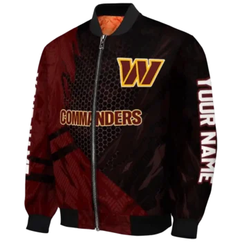 customized washington commanders hexagon mesh burgundy black bomber jacket best selling