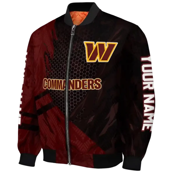 customized washington commanders hexagon mesh burgundy black bomber jacket best selling