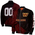 customized washington commanders hexagon mesh burgundy black bomber jacket best selling