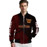 customized washington commanders hexagon mesh burgundy black bomber jacket best selling