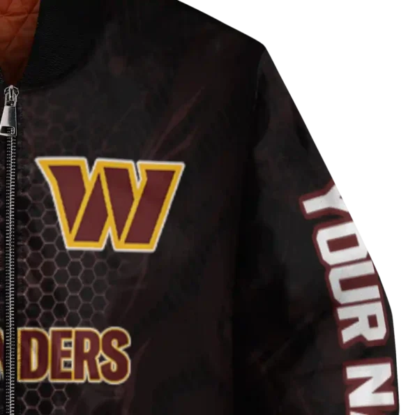 customized washington commanders hexagon mesh burgundy black bomber jacket premium grade