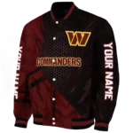 customized washington commanders hexagon mesh burgundy black varsity jacket best selling