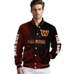 customized washington commanders hexagon mesh burgundy black varsity jacket best selling