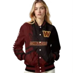 customized washington commanders hexagon mesh burgundy black varsity jacket best selling