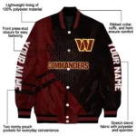 customized washington commanders hexagon mesh burgundy black varsity jacket best selling