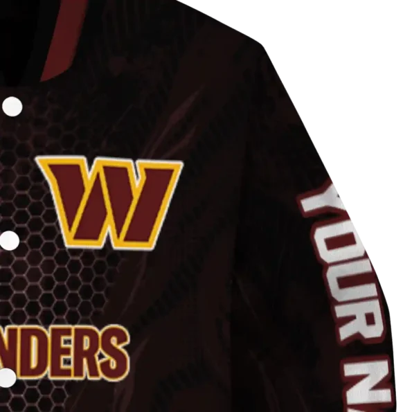 customized washington commanders hexagon mesh burgundy black varsity jacket premium grade