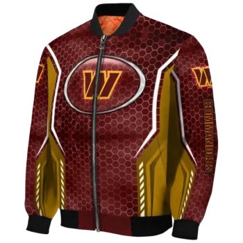 customized washington commanders power plate burgundy bomber jacket best selling