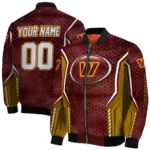 customized washington commanders power plate burgundy bomber jacket best selling