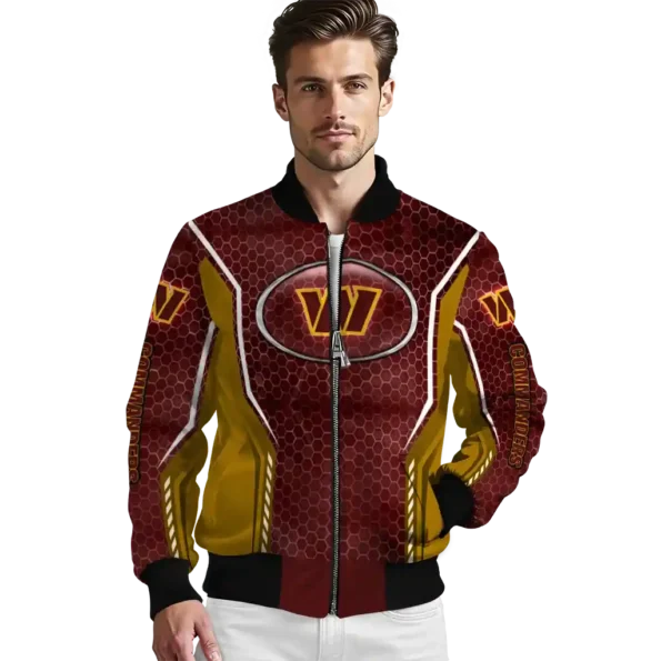 customized washington commanders power plate burgundy bomber jacket high quality