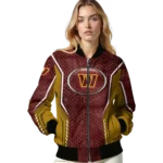 customized washington commanders power plate burgundy bomber jacket best selling