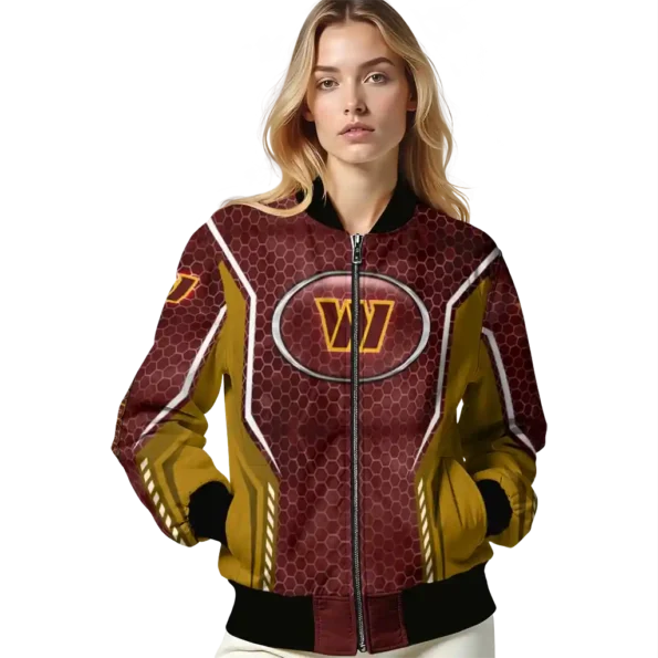 customized washington commanders power plate burgundy bomber jacket latest model