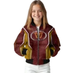 customized washington commanders power plate burgundy bomber jacket best selling