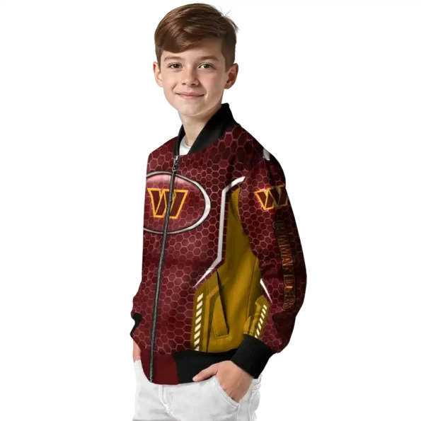 customized washington commanders power plate burgundy bomber jacket trendy