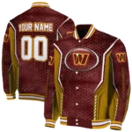customized washington commanders power plate burgundy varsity jacket best selling