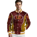 customized washington commanders power plate burgundy varsity jacket best selling