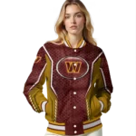 customized washington commanders power plate burgundy varsity jacket best selling