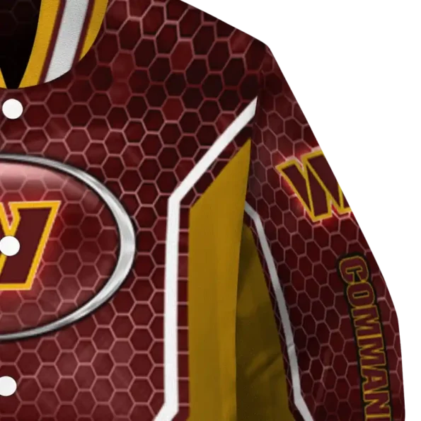 customized washington commanders power plate burgundy varsity jacket premium grade