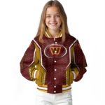 customized washington commanders power plate burgundy varsity jacket best selling