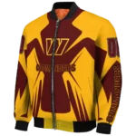 customized washington commanders spider mark burgundy yellow crocs bomber jacket best selling