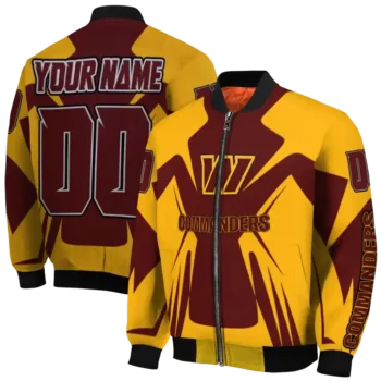 customized washington commanders spider mark burgundy yellow crocs bomber jacket fashion forward