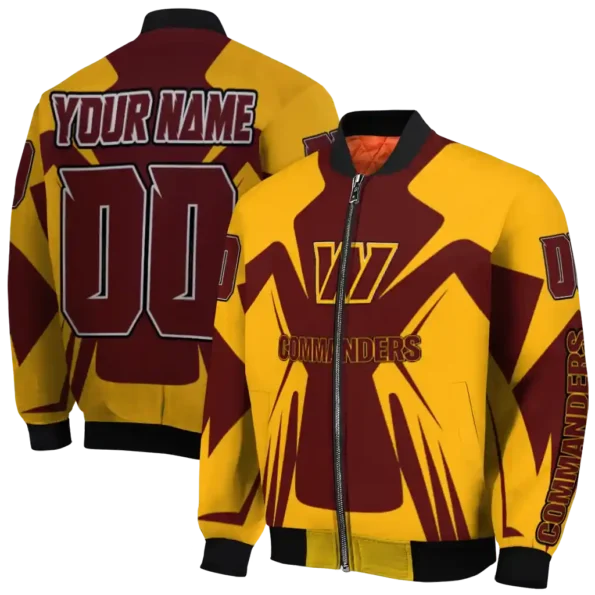 customized washington commanders spider mark burgundy yellow crocs bomber jacket fashion forward