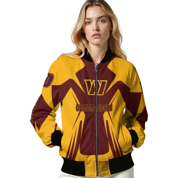 customized washington commanders spider mark burgundy yellow crocs bomber jacket latest model