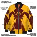 customized washington commanders spider mark burgundy yellow crocs bomber jacket best selling