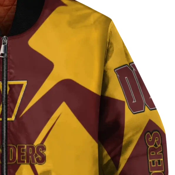 customized washington commanders spider mark burgundy yellow crocs bomber jacket premium grade