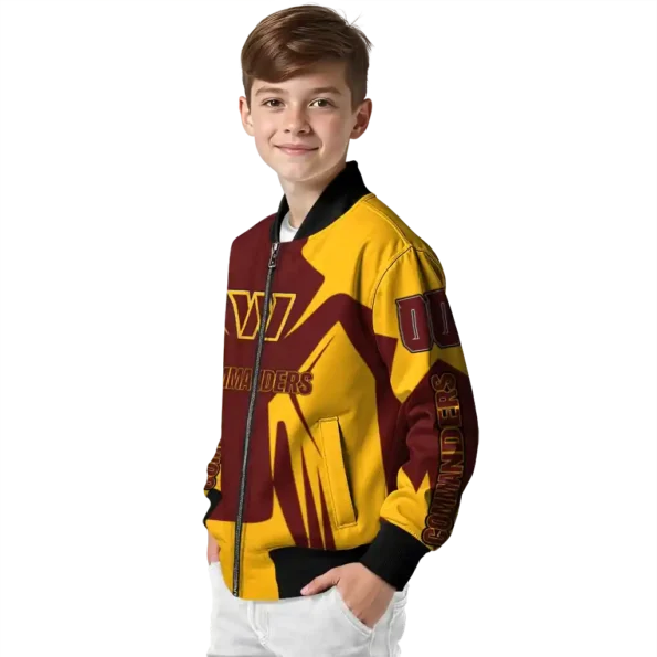 customized washington commanders spider mark burgundy yellow crocs bomber jacket trendy