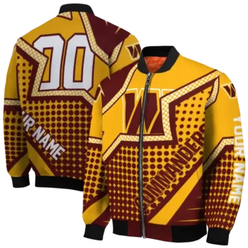 customized washington commanders star burst burgundy bomber jacket fashion forward