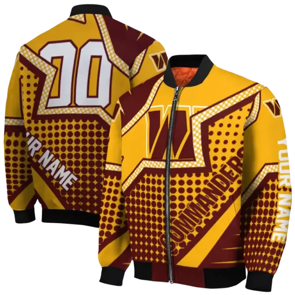 customized washington commanders star burst burgundy bomber jacket fashion forward
