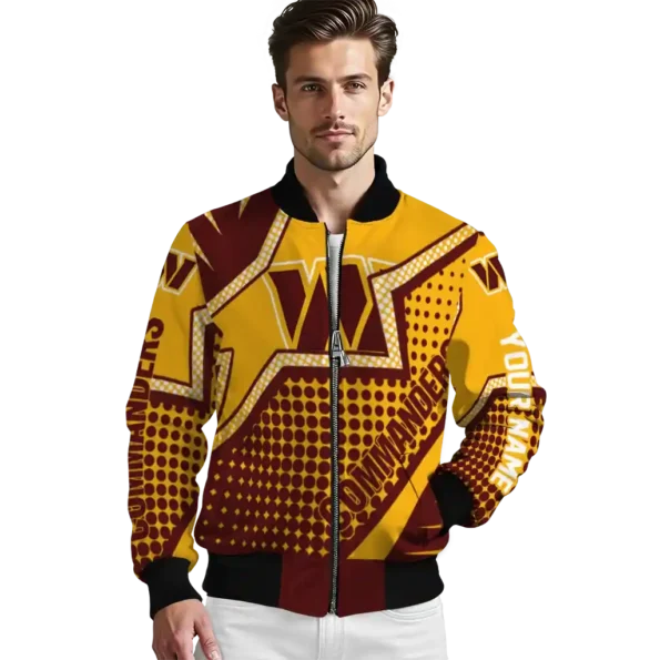 customized washington commanders star burst burgundy bomber jacket high quality