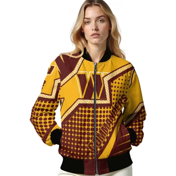 customized washington commanders star burst burgundy bomber jacket latest model