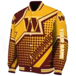 customized washington commanders star burst burgundy varsity jacket best selling