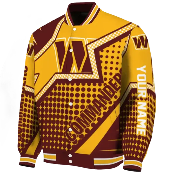customized washington commanders star burst burgundy varsity jacket best selling