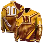 customized washington commanders star burst burgundy varsity jacket best selling