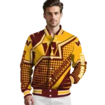 customized washington commanders star burst burgundy varsity jacket best selling