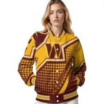 customized washington commanders star burst burgundy varsity jacket best selling